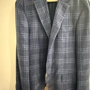 Canali Blue Windowpane Plaid Sport Coat